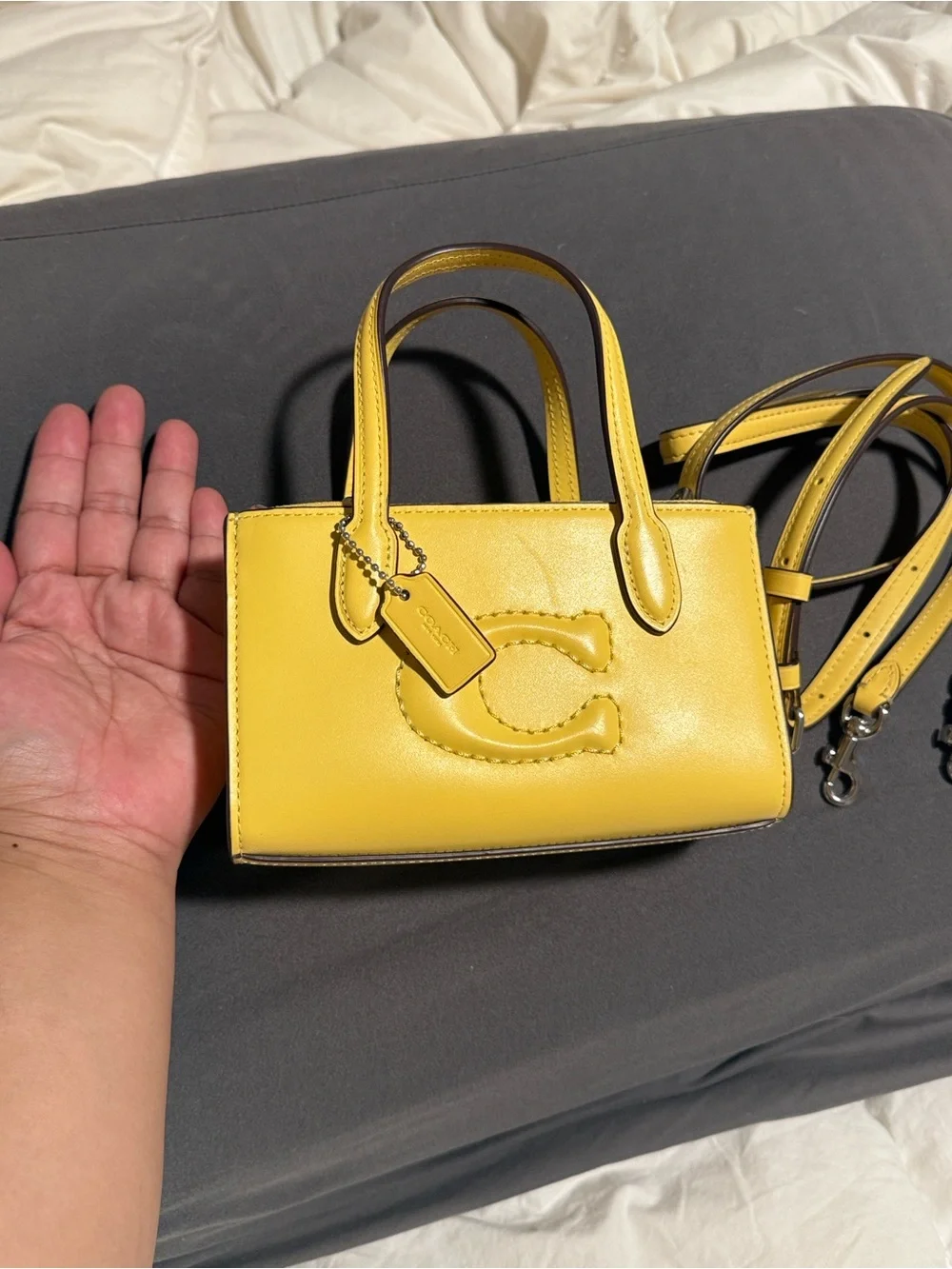 Coach Yellow Leather Mini Tote with Signature 'C'